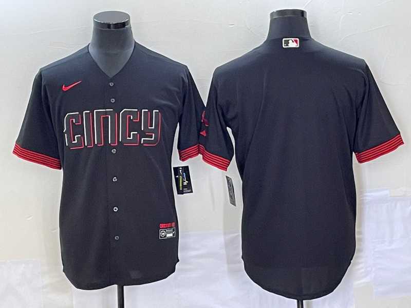 Mens Cincinnati Reds Blank Black 2023 City Connect Cool Base Stitched Jersey